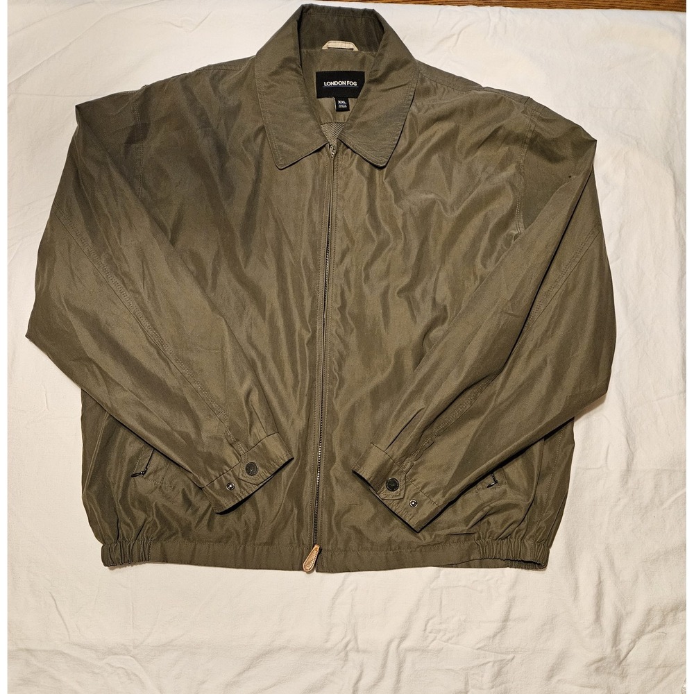 London Fog Jacket Mens XXL Tan Full Zip In Out Pockets‎ Lined Windbreaker Golf